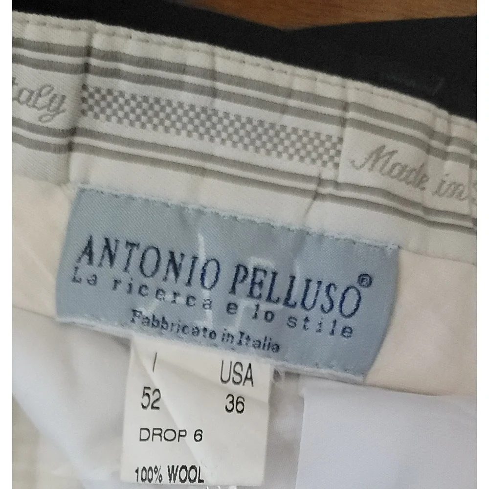 Antonio Pelluso Men's Black Pleated Wool Dress Trousers‎ Sz 36x31 Made IN ITALY